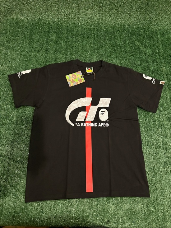 A Bathing Ape Other - A Bathing Ape Black Short-Sleeve Tee with Red Stripe